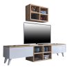 Σύνθετο σαλονιού PWF-0606 pakoworld καρυδί-λευκό 160x25x34εκ 071-001425