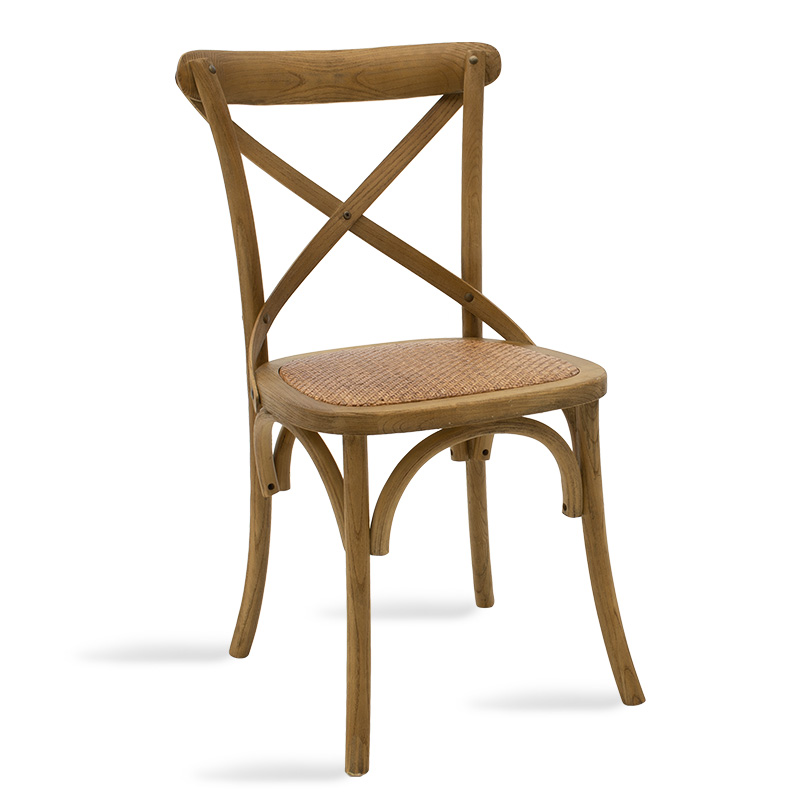 Καρέκλα Reid pakoworld ξύλο καρυδί-έδρα καφέ rattan 102-000003