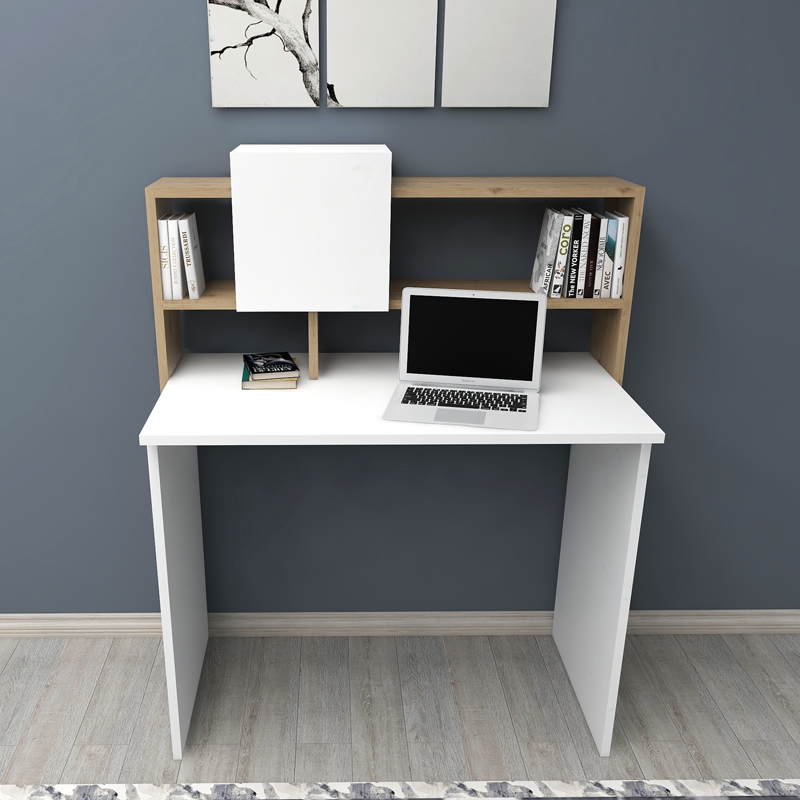 Γραφείο εργασίας Koogi σε oak-λευκή απόχρωση 94x60x118εκ - Image 4