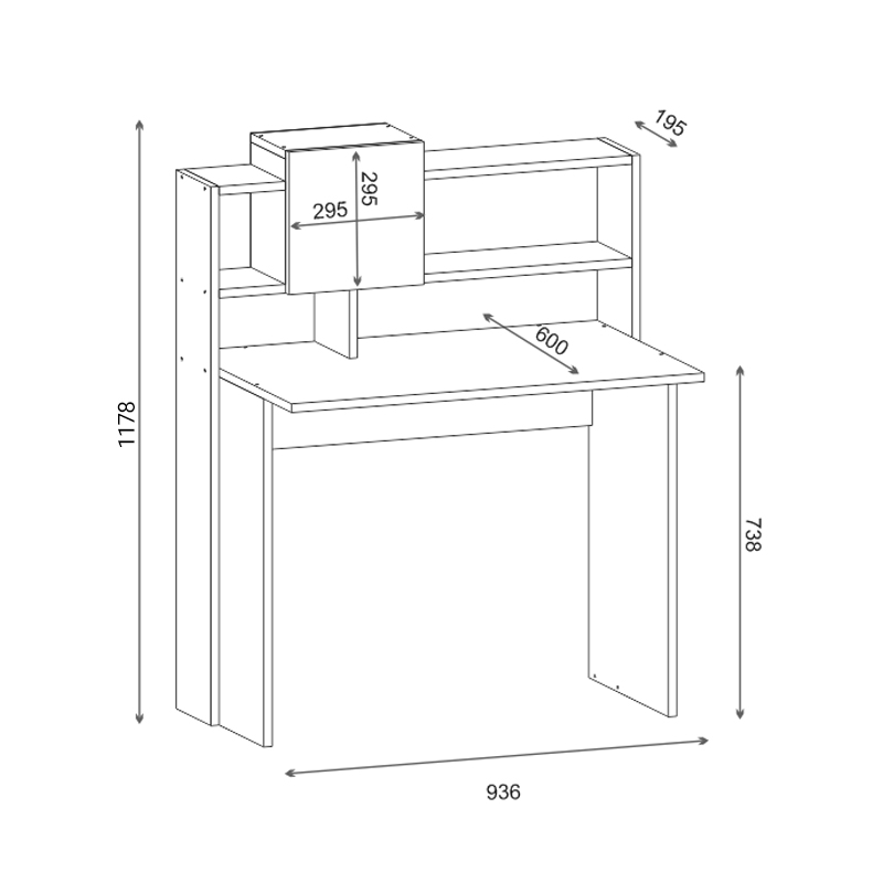 Γραφείο εργασίας Koogi σε oak-λευκή απόχρωση 94x60x118εκ - Image 5
