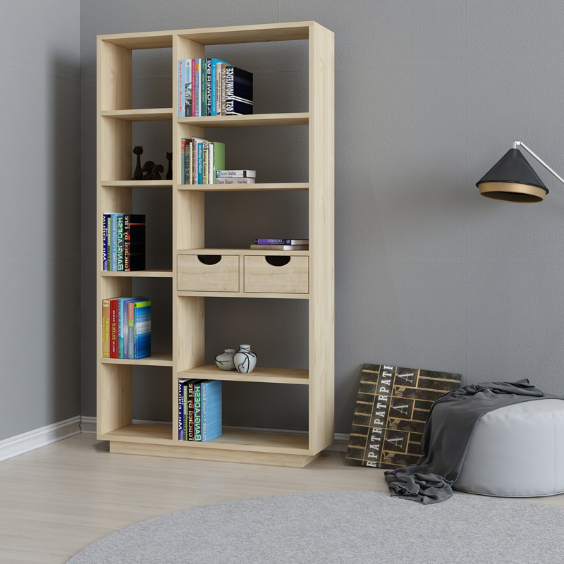 Βιβλιοθήκη με συρτάρια Dakin σε oak απόχρωση 80x25x190εκ - Image 2