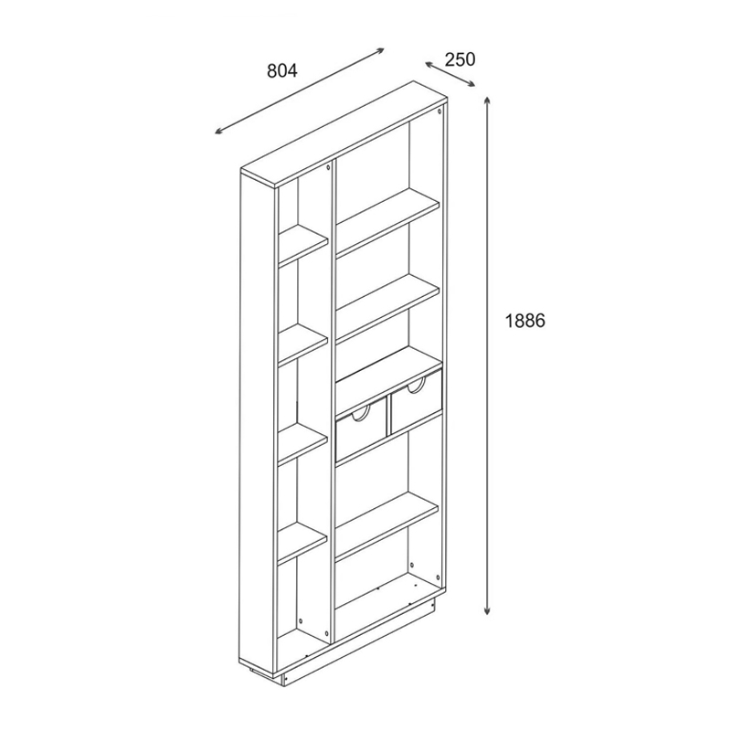 Βιβλιοθήκη με συρτάρια Dakin σε oak απόχρωση 80x25x190εκ - Image 6