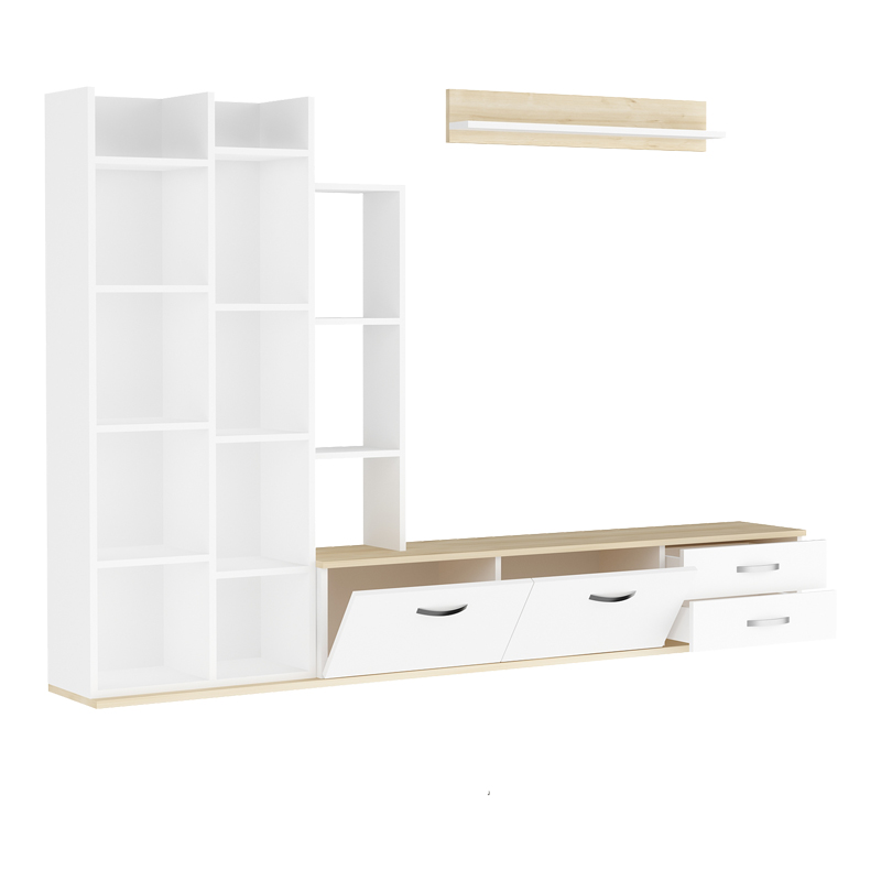 Σύνθετο σαλονιού Leman σε λευκή-oak απόχρωση 240x35x154εκ - Image 4