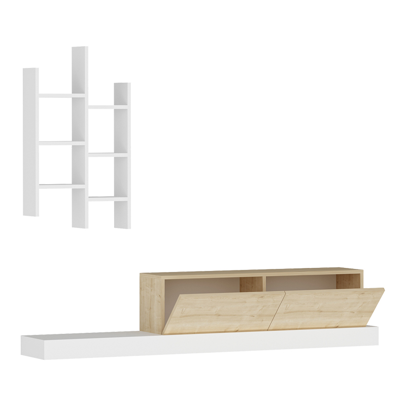 Έπιπλο τηλεόρασης Rumba σε λευκή-oak απόχρωση 180x30x31εκ - Image 4