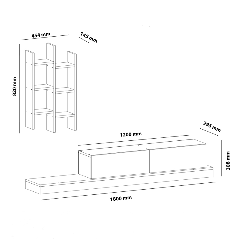 Έπιπλο τηλεόρασης Rumba σε λευκή-oak απόχρωση 180x30x31εκ - Image 5