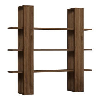 Βιβλιοθήκη Yotek pakoworld σε καρυδί απόχρωση 120x23x120εκ 120-000493