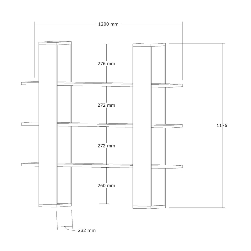 Βιβλιοθήκη Yotek σε καρυδί απόχρωση 120x23x120εκ - Image 5