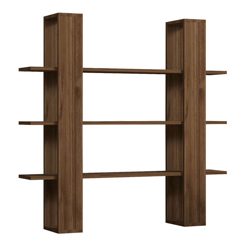 Βιβλιοθήκη Yotek pakoworld σε καρυδί απόχρωση 120x23x120εκ 120-000493