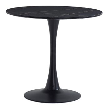 Τραπέζι Balou II pakoworld MDF σε μαύρο μαρμάρου απόχρωση Φ80x75εκ 127-000176