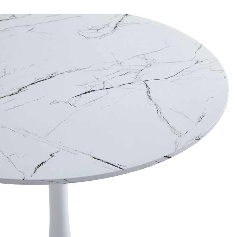 Τραπέζι Balou II MDF σε απόχρωση λευκό μαρμάρου Φ80x75εκ - Image 3
