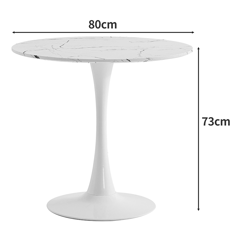 Τραπέζι Balou II MDF σε απόχρωση λευκό μαρμάρου Φ80x75εκ - Image 4