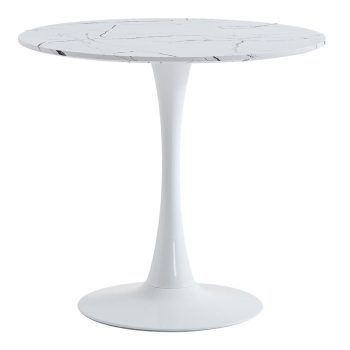 Τραπέζι Balou II pakoworld MDF σε λευκό μαρμάρου απόχρωση Φ80x75εκ 127-000177
