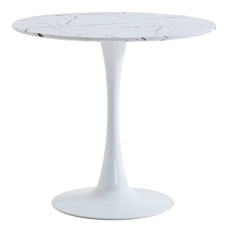 Τραπέζι Balou II pakoworld MDF σε λευκό μαρμάρου απόχρωση Φ80x75εκ 127-000177