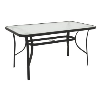 Τραπέζι Ensure pakoworld μέταλλο μαύρο-γυαλί 140x80x70εκ 130-000098