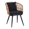 Πολυθρόνα Naoki pakoworld pe rattan -metal σε φυσική απόχρωση με μαύρα πόδια/μαξιλάρι 62x60x80εκ 140-000060