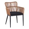 Πολυθρόνα Naoki pakoworld pe rattan -metal σε φυσική απόχρωση με μαύρα πόδια/μαξιλάρι 59x62.5x78εκ 140-000061