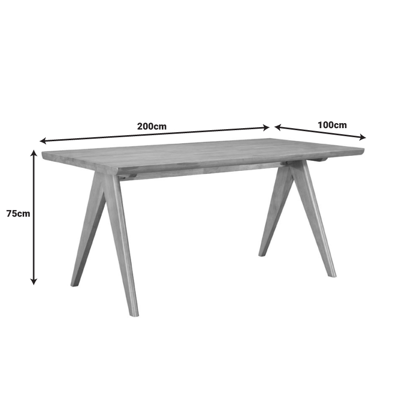Τραπέζι Winslow ξύλο rubberwood σε ανοιχτό καρυδί χρώμα 200x100x75εκ - Image 4