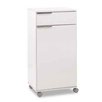 Ντουλάπι Chad pakoworld τροχήλατο με συρτάρι λευκό gloss 50x40x100εκ 039-000136