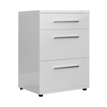 Κομοδίνο Elegance pakoworld με 3 συρτάρια σε λευκή απόχρωση 40x39x57εκ 039-000199