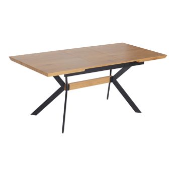 Τραπέζι Jessamy pakoworld επεκτεινόμενο MDF 43mm σε φυσική απόχρωση και πόδι μεταλλικό μαύρο 160/200x90x76εκ 101-000120