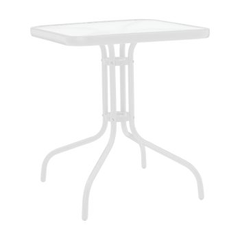Τραπέζι Watson pakoworld μέταλλο λευκό- γυαλί 70x70x70εκ 130-000089