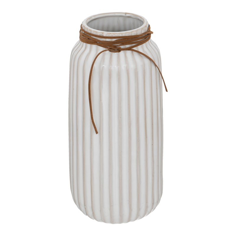 Βάζο Whiten pakoworld κεραμικό σε λευκή απόχρωση Φ13x28εκ 199-000587