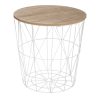 Βοηθητικό τραπέζι Kumi pakoworld mdf επιφάνεια oak και μέταλλο σε μαύρη απόχρωση Φ40x41εκ 199-000596