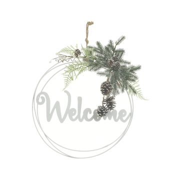 ΔΙΑΚΟΣΜΗΤΙΚΟ ΚΡΕΜΑΣΤΟ ''WELCOME' ΜΕΤΑΛΛΙΚΟ/PL ΛΕΥΚΟ/ΠΡΑΣΙΝΟ 40Χ7Χ46
