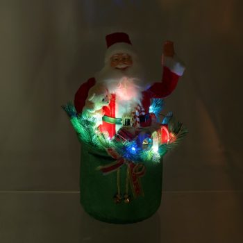 ΑΓΙΟΣ ΒΑΣΙΛΗΣ ME LED/ΚΙΝΗΣΗ/ΜΟΥΣΙΚΗ ΥΦΑΣΜΑΤΙΝΟΣ ΠΡΑΣΙΝΟΣ/ΚΟΚΚΙΝΟΣ 34Χ34Χ60