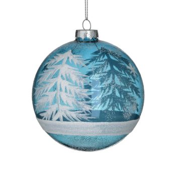 ΜΠΑΛΑ XMAS ΓΥΑΛΙΝΗ ΜΠΛΕ/ΛΕΥΚΗ Φ10