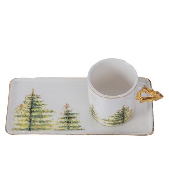XMAS FOREST ΣΕΤ 2 ΦΛΥΤΖΑΝΙ ΚΑΦΕ 80ML ΚΑΙ ΠΙΑΤΑΚΙ ΛΕΥΚΟ/ΧΡΥΣΟ