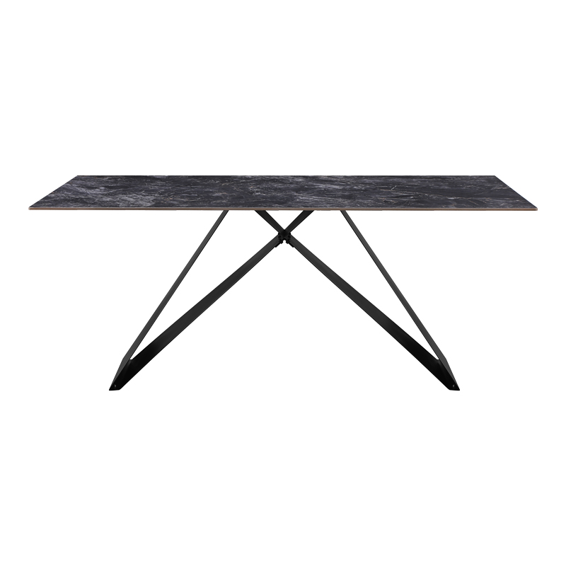 Τραπέζι Meja Sintered stone μαύρο με μεταλλικά πόδια σε μαύρη απόχρωση 180x90x76εκ - Image 2