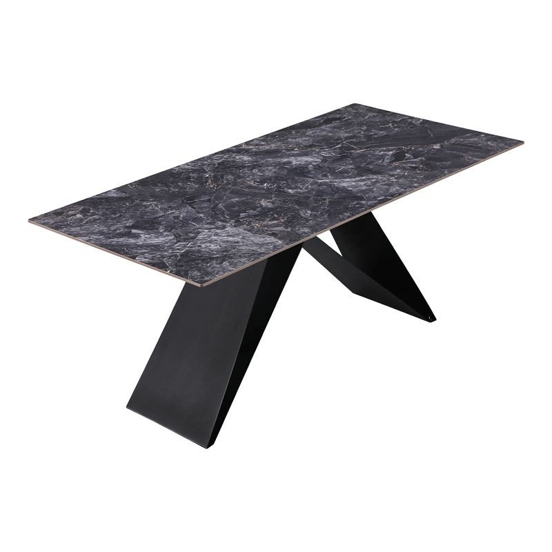 Τραπέζι Meja Sintered stone μαύρο με μεταλλικά πόδια σε μαύρη απόχρωση 180x90x76εκ - Image 3