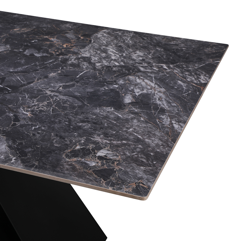 Τραπέζι Meja Sintered stone μαύρο με μεταλλικά πόδια σε μαύρη απόχρωση 180x90x76εκ - Image 4