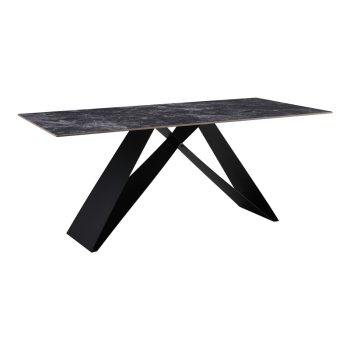 Τραπέζι Meja pakoword Sintered stone μαύρο με μεταλλικά πόδια σε μαύρη απόχρωση 180x90x76εκ 278-000020