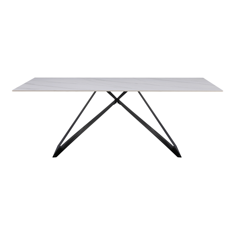 Τραπέζι Meja Sintered stone λευκό με μεταλλικά πόδια σε μαύρη απόχρωση 200x100x76εκ - Image 2