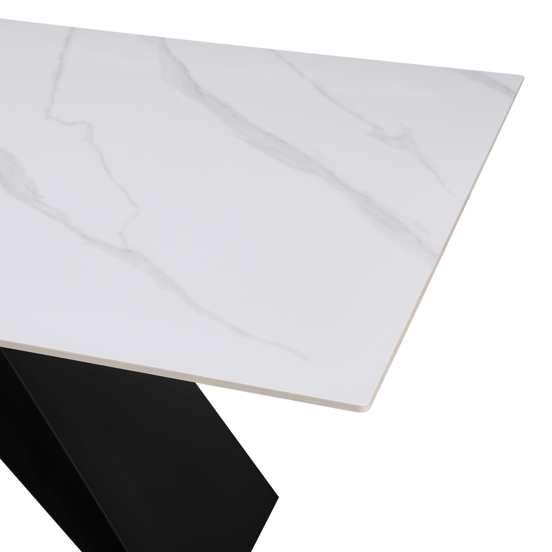 Τραπέζι Meja Sintered stone λευκό με μεταλλικά πόδια σε μαύρη απόχρωση 200x100x76εκ - Image 4