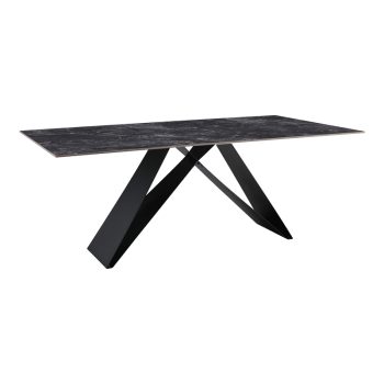 Τραπέζι Meja pakoword Sintered stone μαύρο με μεταλλικά πόδια σε μαύρη απόχρωση 200x100x76εκ 278-000022