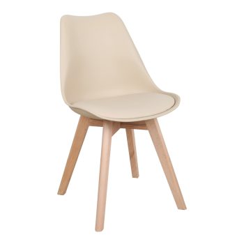 Καρέκλα Gaston pakoworld PP-PU taupe απόχρωση- φυσικό πόδι 58x47x85εκ 029-000340