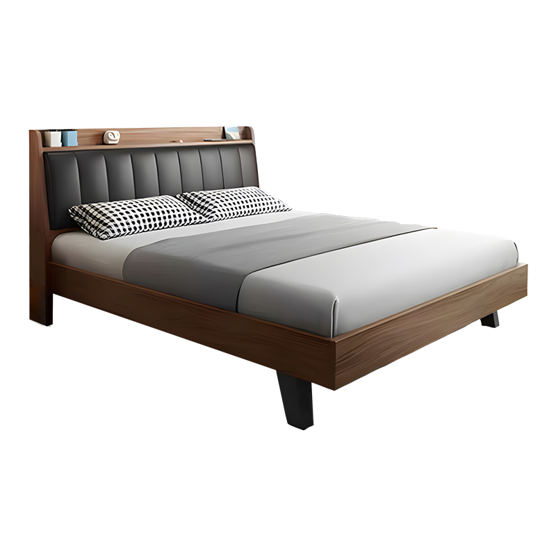 Κρεβάτι Frankly pakoworld mdf-pu σε καρυδί-μαύρο απόχρωση 150x200εκ 072-000142