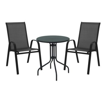 Τραπεζαρία Vergo-Calan pakoworld μαύρο μέταλλο Φ60x70εκ 130-000141
