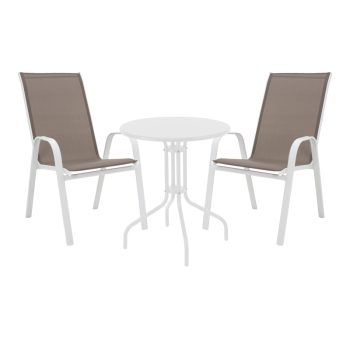 Τραπεζαρία Vergo-Calan pakoworld λευκό μέταλλο Φ60x70εκ 130-000142