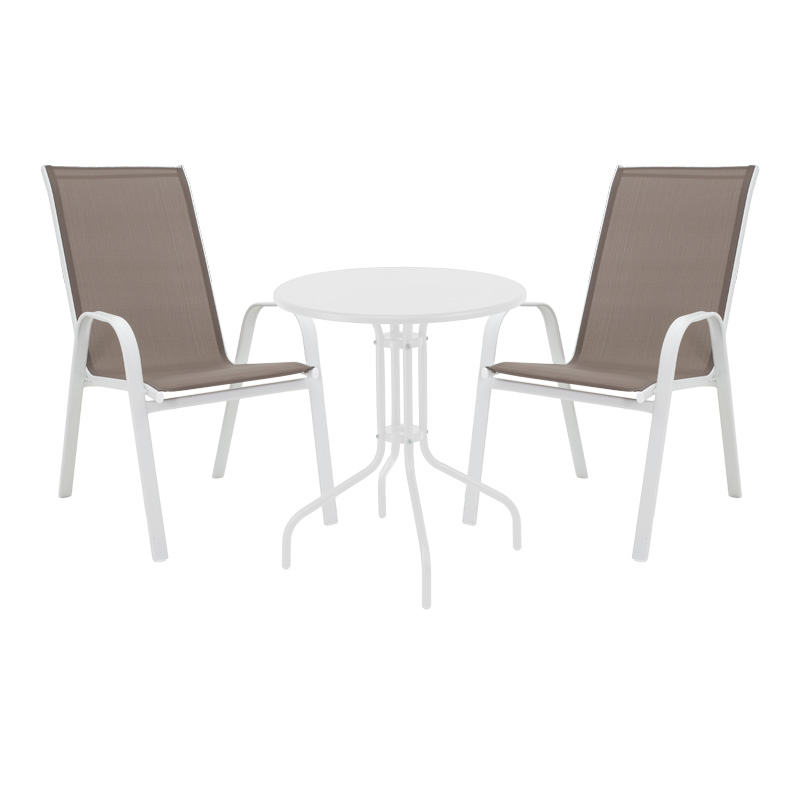 Τραπεζαρία Vergo-Calan pakoworld λευκό μέταλλο Φ60x70εκ 130-000142