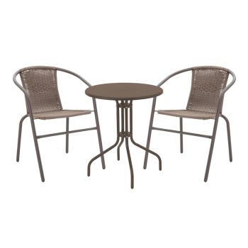Τραπεζαρία Vergo-Obbi pakoworld καφέ μέταλλο Φ60x70εκ 130-000146