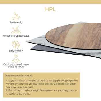 Alternative view of Επιφάνεια τραπεζιού Noble  HPL καρυδί 60x60εκ πάχους 12mm