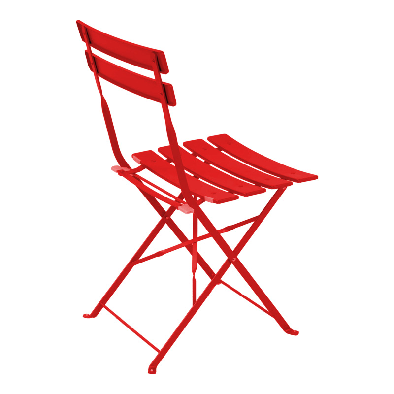 Τραπεζαρία Bistro 3τεμ μεταλλική αναδιπλούμενη σε κόκκινη απόχρωση Φ60x71εκ - Image 4