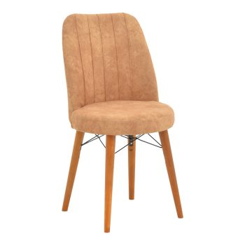 Καρέκλα Nevis I pakoworld antique καφέ ύφασμα-καρυδί πόδι 266-000016