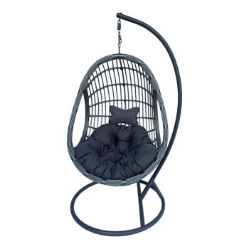 Alternative view of Κούνια φωλιά με βάση Cungo  μέταλλο ανθρακί pe rattan σε γκρι απόχρωση 125x105x195εκ