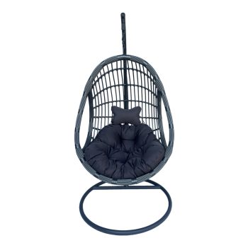 Κούνια φωλιά με βάση Cungo pakoworld μέταλλο - pe rattan σε γκρι απόχρωση 125x105x195εκ 368-000007