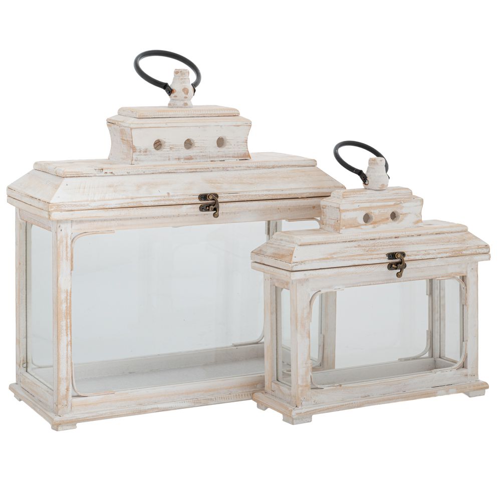 ΣΕΤ 2 ΦΑΝΑΡΙ ΛΕΥΚΟ ΞΥΛΙΝΟ ΟΡΘΟΓΩΝΙΟ 41,5Χ17Χ44 29,5Χ11,5Χ33,5ΕΚ